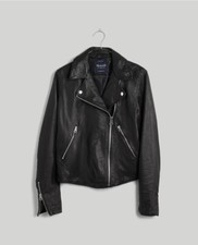 Nwt Madewell. Washed Leather Motorcycle Jacket. Black. Medium.