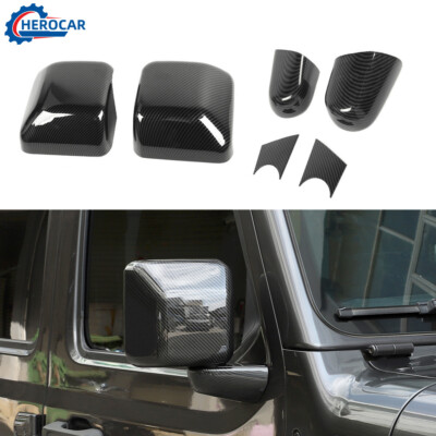6* Side Rear View Mirror Full Cover Caps Shell Overlay Trim For Jeep Wrangler JL