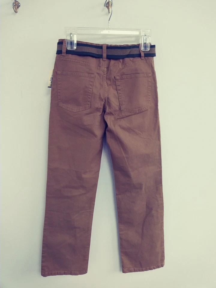 Boys Size 14 Belted Brown Adjustable Twill Pant Faded Glory Brand New  - Image 2 of 4