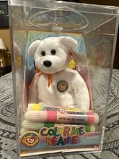 TY Beanie Baby-COLOR ME BEANIE BEAR-Sealed marker pens-orange ribbon