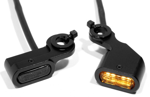 Mini LED Blinker Schwarz Lenkerarmatur f. Harley Softail 96-14, Dyna, Sportster - Picture 3 of 3