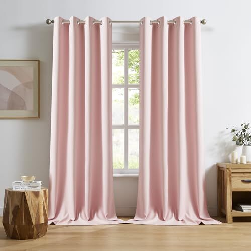 Curtains Panels for Girls Room Nursery Solid 52"W x 96"L (Pack of 2) Baby Pink - Picture 1 of 7