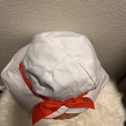 Janie And Jack Girls Summer Hat W/Bow White Orange 10-12 - Picture 3 of 5