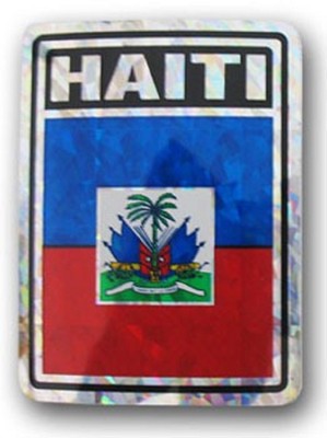 HAITI  PRISMATIC  REFLECTIVE FLAG STICKER DECAL  - NEW - FREE SHIPPING