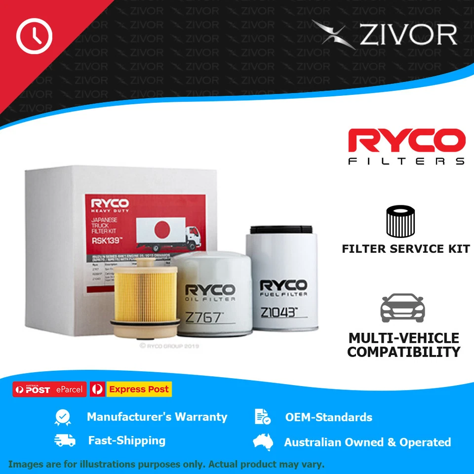 RYCO Heavy Duty Filter Service Kit For ISUZU N SERIES NPR75-190 5.2L 4HK1 RSK139
