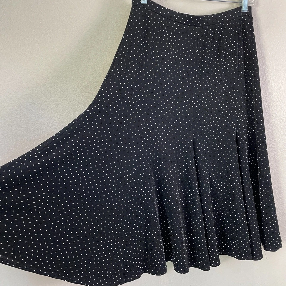 Chico's 1 Travelers Mujer Grande Acetato Slinky Pull On Swing Falda Lunares Foto 2 de 4