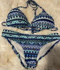 Vintage Y2K Body Glove Bikini 2 Piece Swimsuit Size Medium Aztec Rare Retro