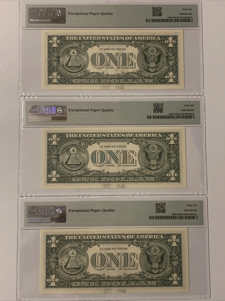 1969B-$1.00 (3) Sequential Federal Reserve Notes- FR1905F- FB Block- PMG- 66 EPQ - Image 2 of 2