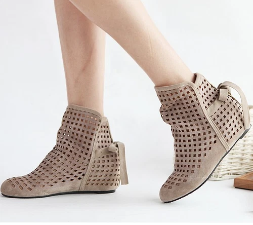 Sommer Damen Flache Stiefeletten Casual Ankle Sandalen Stiefel Versteckte Absatz - Bild 10 von 20