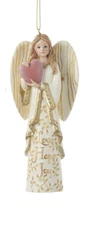 KURT S. ADLER RESIN INSPIRATIONAL ANGEL HOLDING HEART CHRISTMAS ORNAMENT