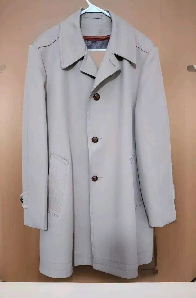 Vintage John Weitz By Casualcraft Tan Wool Blend Lined Coat 42 Regular - Image 2 of 4