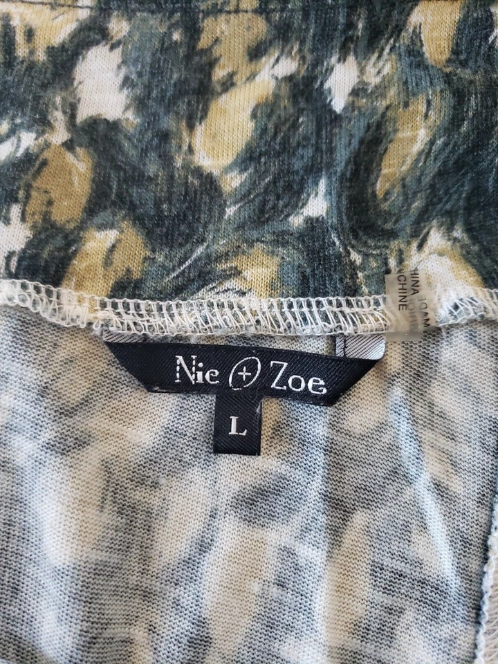 Falda midi Nic + Zoe negra tostada con estampado de plumas viscosa poliéster lino talla L Foto 2 de 4