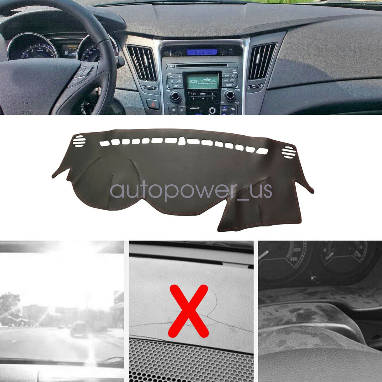 Leather Car Dashboard Dash Cover Pretector Mat For Hyundai Sonata 2011 ...