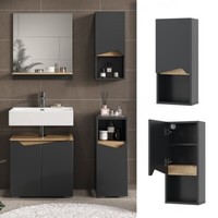 HäNgeschrank Marelle Anthrazit Eiche 30 X 67 Cm Mit TüR Und Offenem Fach Vicco