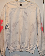 Gildan Womens Tie Dyed White Gray Crew Neck Sweatshirt Size M