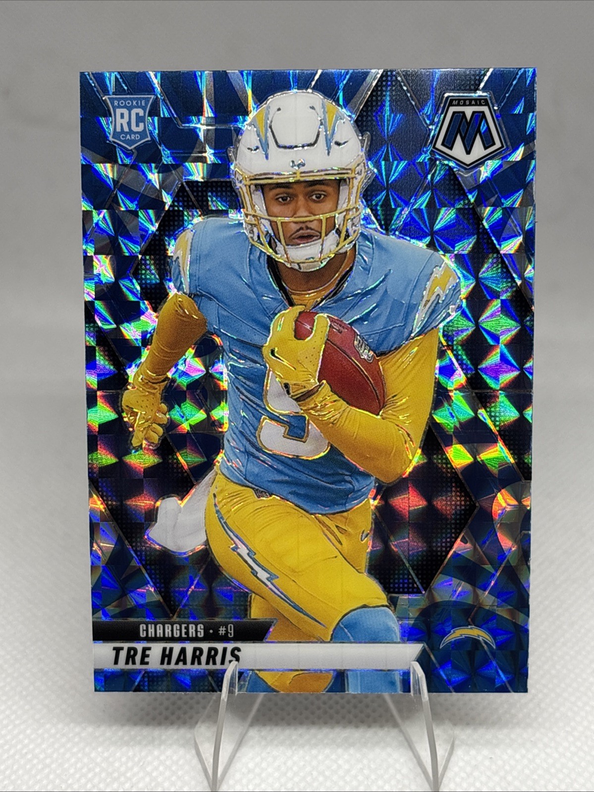 2025 Panini Mosaic Tre Harris Blue Reactive #326 Los Angeles Chargers RC