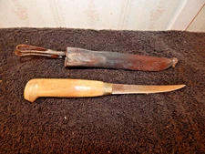 Vintage J. Marttiini Rapala Fish Fillet Knife 6" Blade w/ Leather Sheath Finland