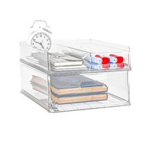 MineSign 2 Pack Desk Organizer with Drawers Stackable Paper Letter Tray for O...