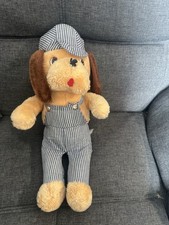 Vintage Knickerbocker Dog Plush Animals of Distinction Train Conductor 16"