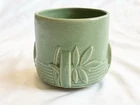 Vintage McCoy Planter, Leaves Bamboo, Matte Green, Jardiniere, 1930s