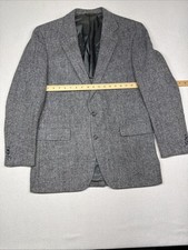 Vintage Harris Tweed Herringbone Wool Sport Coat Blazer mens 42 Reg Grey USA