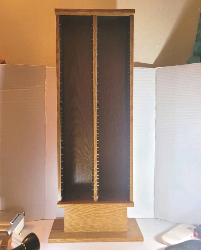 Vintage Wooden 100 Compact Disc Holder Free Standing Media Tower Rack 34" Tall