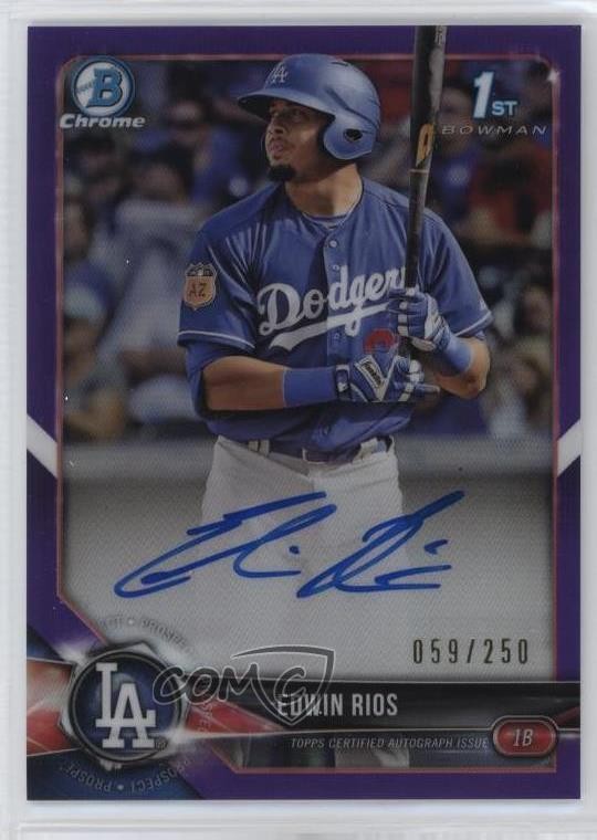 2018 Bowman Chrome Prospect Auto Purple Refractor /250 Edwin Rios #BCPA-ER Auto