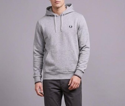 Fred Perry Hoodie Kapuzenpullover Sweatshirt Herren Gr.M Ringer Cuff Grau 156638