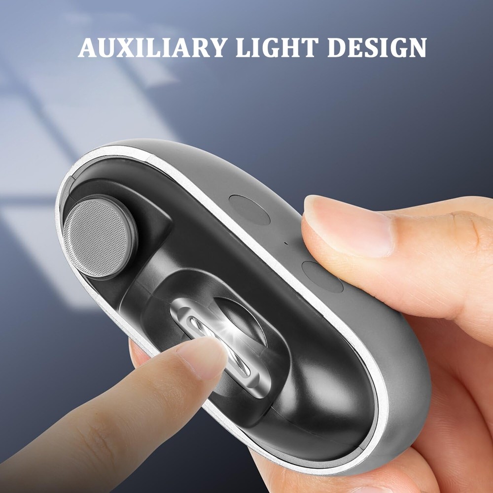 3 in 1 Electric Nail Clippers Thick Nails Trimmer Dual-Speed Rechargeable W/ LED