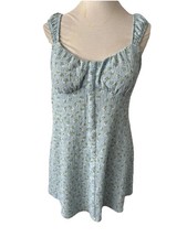Milkmaid Babydoll Sundress Smocked Floral Juniors XL No Boundaries NOBO Blue