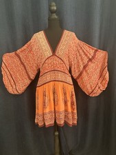 Free People Paisley Peasant Dress/top Balloon Sleeve with crochet Sz sm