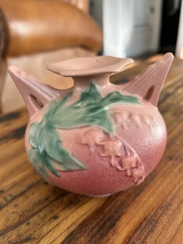 Roseville Pottery Bleeding Heart Vase Pink