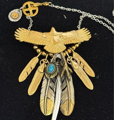 Supreme Eagle & Turquoise Feather Necklace 6 pcs Stainless Steel Used From Japan
