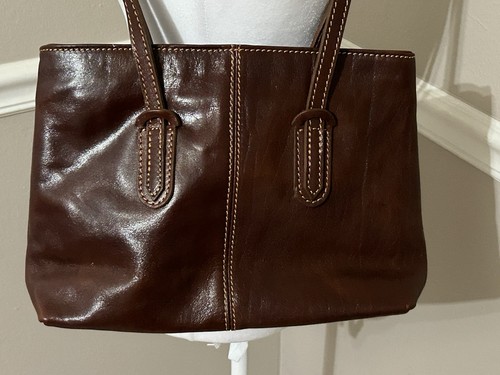 Vintage Florence Brown Italian Leather Shoulder Bag Double Handles Made In Italy, $49.99 - Photo 4