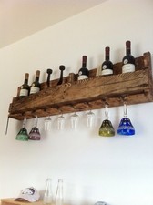 WEINREGAL EURO-PALETTENMÖBEL Vintage WANDREGAL Holz Bar Rustikal Geflammt Shabby