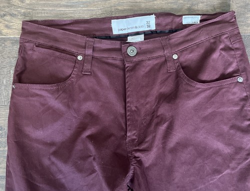 Paper Denim And Cloth Chino Men’s Pants Size 32W/32L Wine/Burgundy Color - Picture 3 of 7