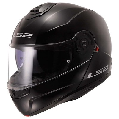 Motorcycle Helmet Modular Strobe II SunShield Gloss Black Small LS2 Helmets