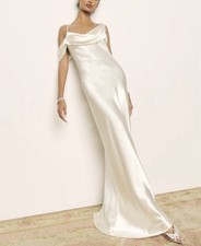 Reformation Ronda Silk Dress Ivory Wedding Gown Cowl Neck Elegant Size 2 New