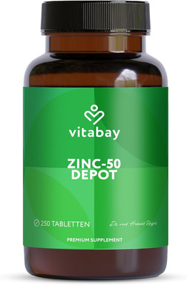 Vitabay Zink 50 Mg   250 Vegane Tabletten   Zinkgluconat Hochdosiert   Vegan & O