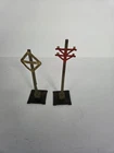 Vintage Metal O Gauge Railroad Crossing Sign 6" & Power Pole