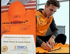 norris piastri signed, t shirt mclaren with coa!cap signed by lando norris