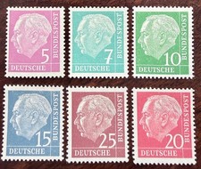 1954 GERMANY MNH FLUORESCENT SET HEUSS