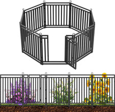 Decorative Garden Fence Metal Dog Fence Outdoor for Yard, 18Ft L   32In H , 7