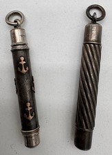 2 Porte-mine rétractable Châtelaine 1900 Monogrammé et Ancre de Marine. Bel État