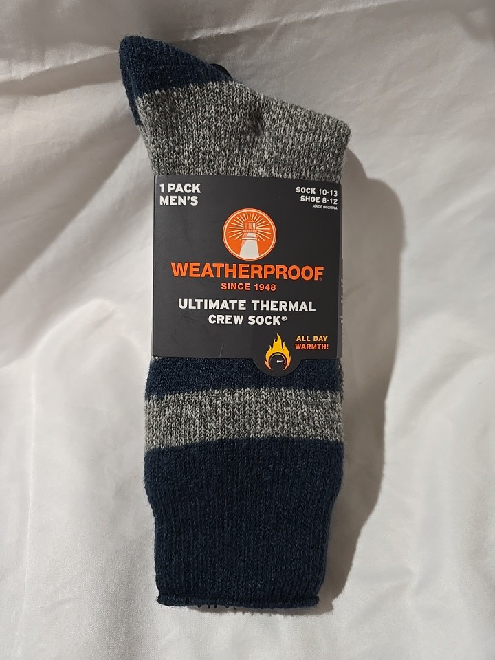 NWT Weatherproof Men Ultimate Thermal Crew Sock Size 8-12 Gray