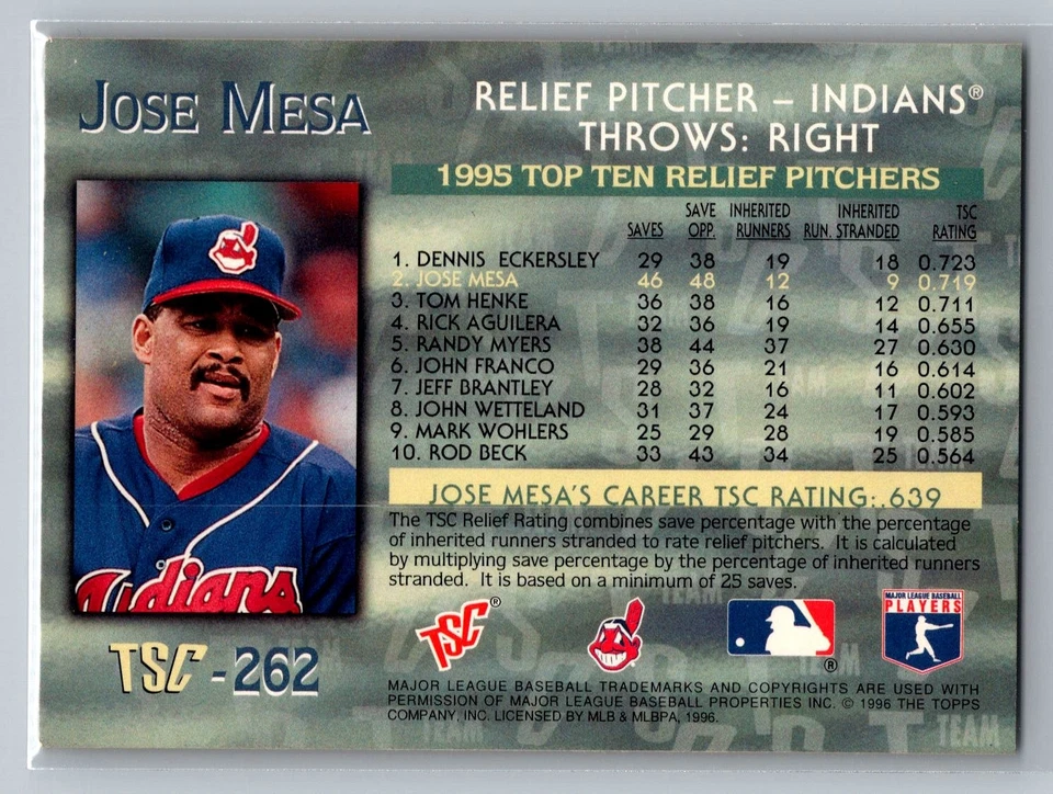 1996 Stadium Club Jose Mesa Members Only Factory Set TSC 262 - Image 2 of 2