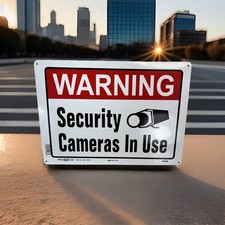 WARNING Security Cameras In Use Home Video Surveillance Aluminum Sign 14" by 10"