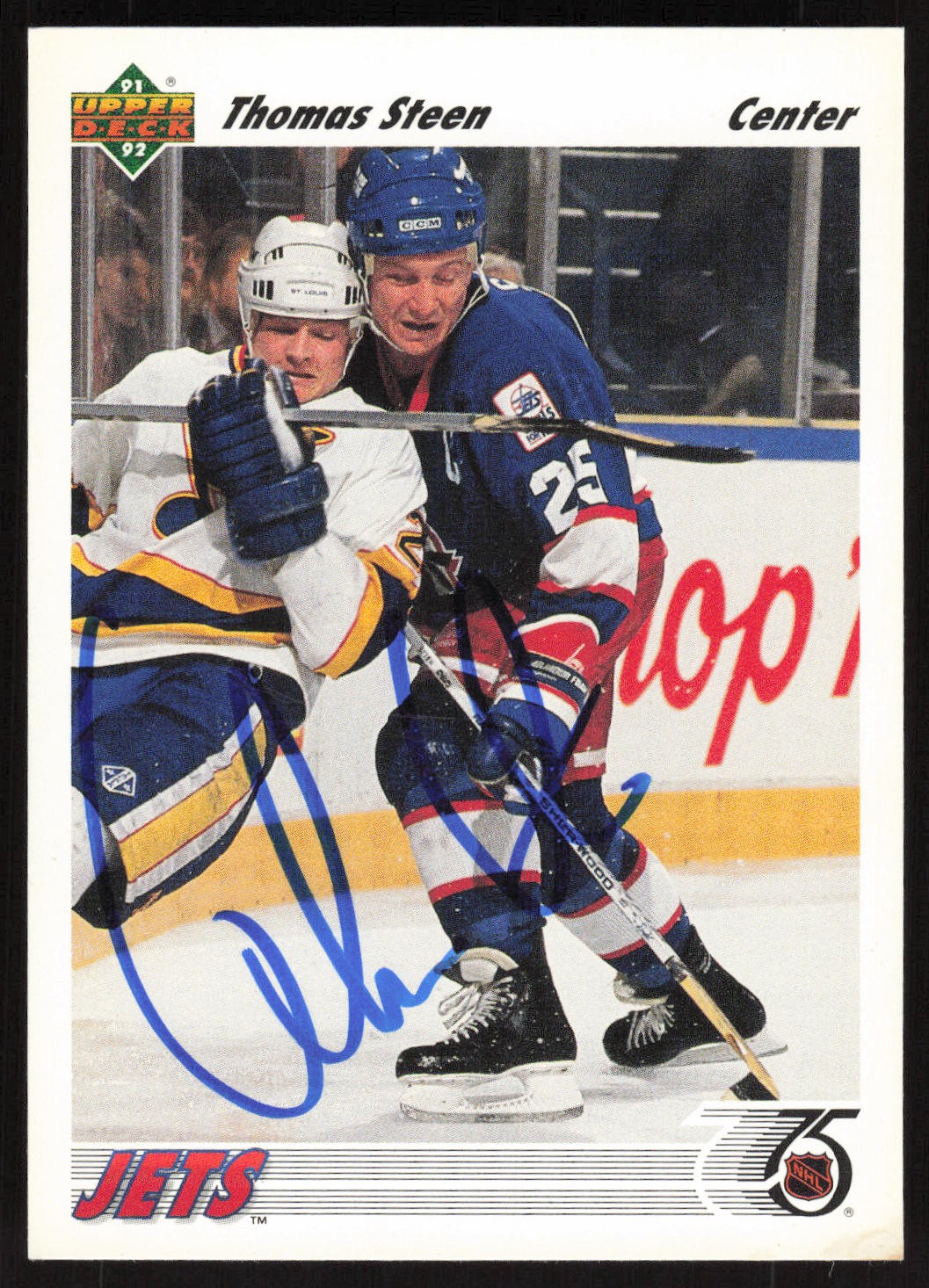 Thomas Steen Autographed 1991-92 Upper Deck French Card #181 Winnipeg Jets