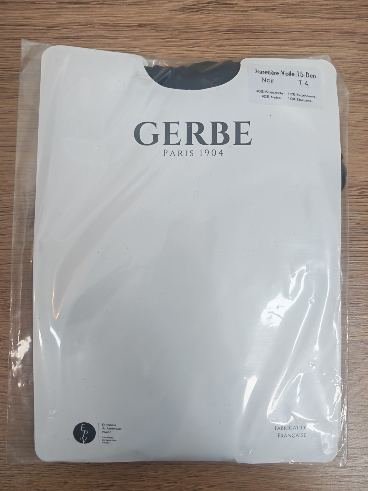 Gerbe Paris 1904 Jarretière Voile 15 Denier Hold-Ups Noir Black Size 4 T4