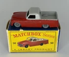 NM Matchbox Lesney 50a Commer Pickup with red and gray body and color D box